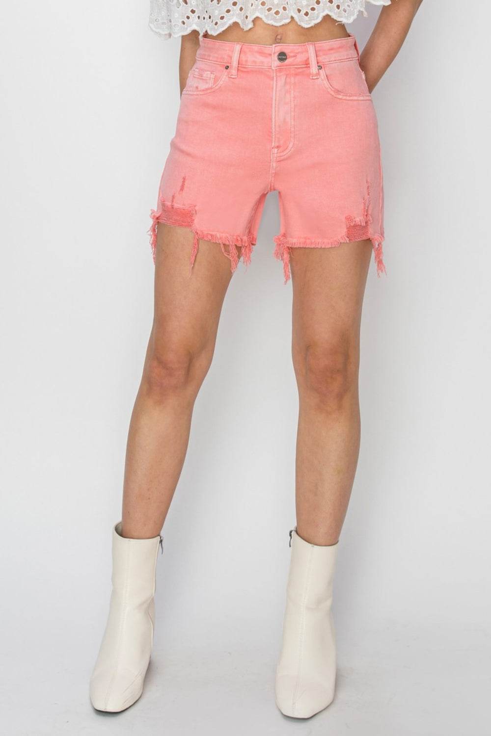 RISEN High Rise Distressed Women Denim Shorts