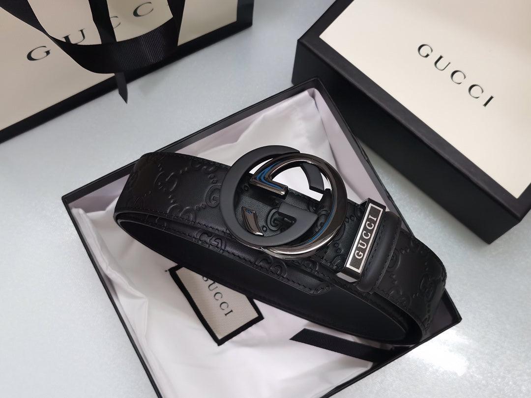 GUCCI Embellished coated-canvas and leather belt 'Black' Banlieue91