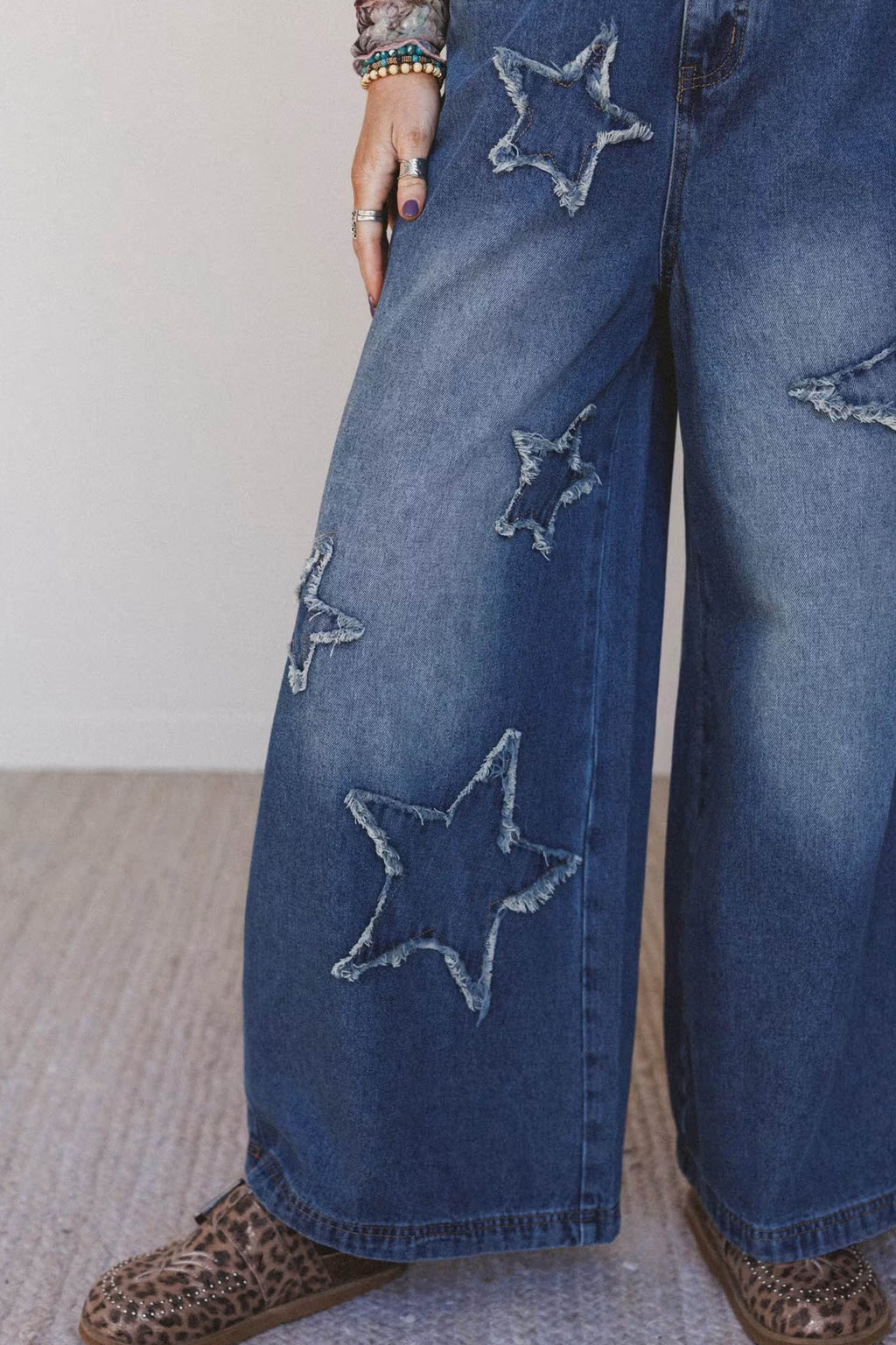 Ashleigh Blue Star Decorated Wide Leg Jeans