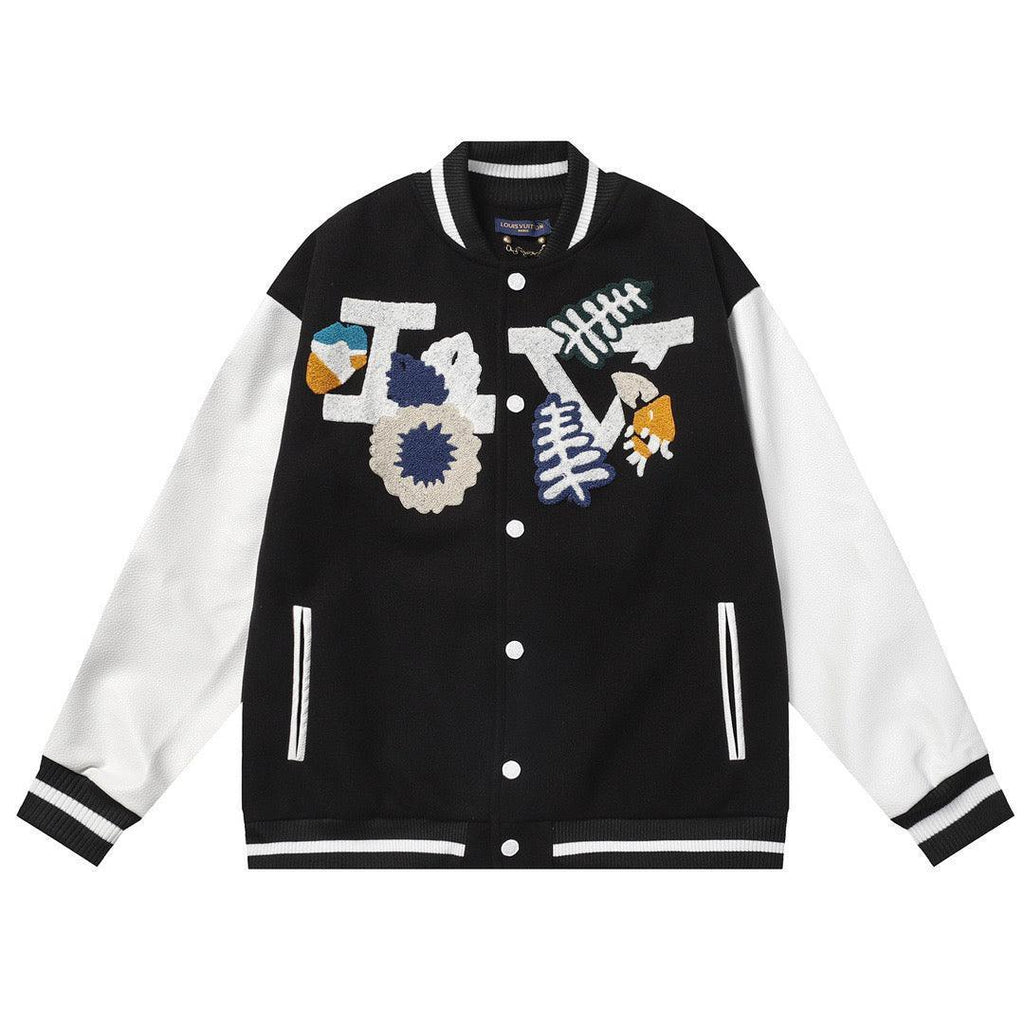 LOUIS VUITTON CROCHET FLOWERS VARSITY JACKET - BLACK Banlieue91