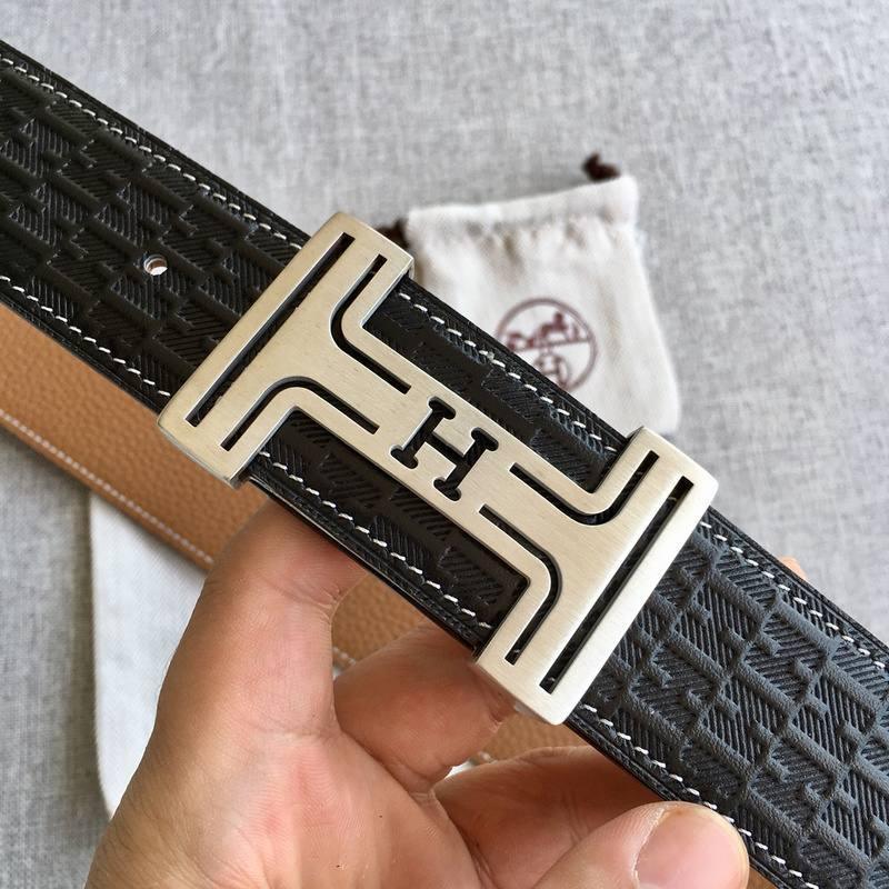 Hermes Men Silver Buckle Belt 'Black' Banlieue91