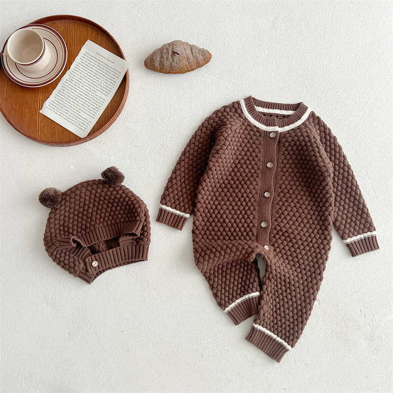 Baby Winter Checkerboard One-piece Newborn Winter Sweater FLIPSTYLEZLLC