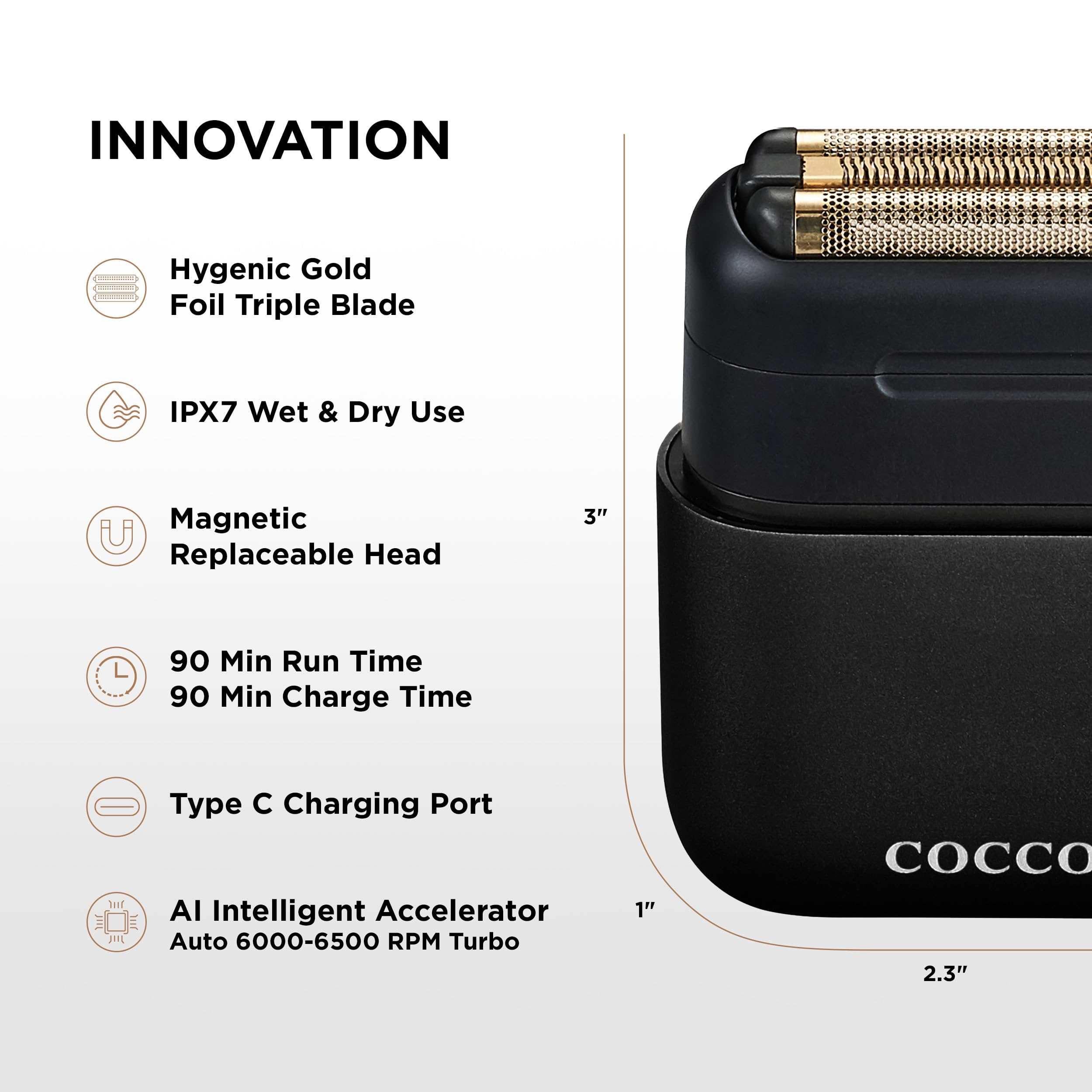 Impacto Micro Wet-Dry Shaver (Black) Cocco Hair Professional
