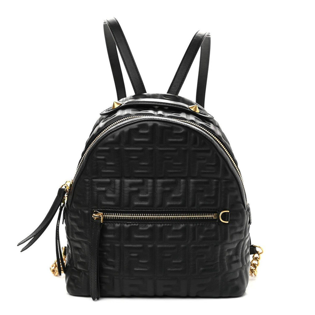 Fendi  Nappa FF 1974 Embossed Mini Backpack Black