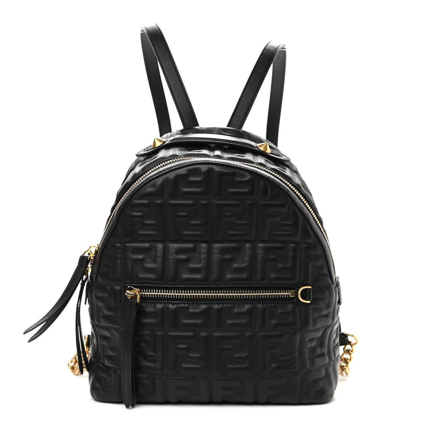Fendi  Nappa FF 1974 Embossed Mini Backpack Black