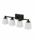 27"W 4-Light LED Bath Vanity Light Fixture Oil Rubbed Bronze Finish with Square Glass Shades LampsUSA