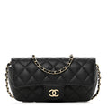 Caviar Quilted Handbag Glasses Case With Chain Black Banlieue91