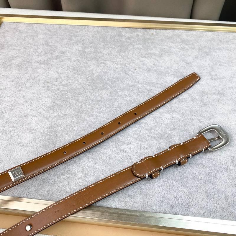 Celine Women Silver Buckle Belt 'Brown' Banlieue91