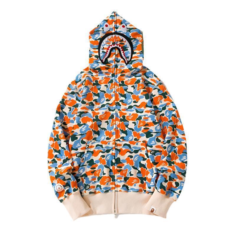 BAPE Camo Shark Full Zip Hoodie Purple Yellow Blue Banlieue91