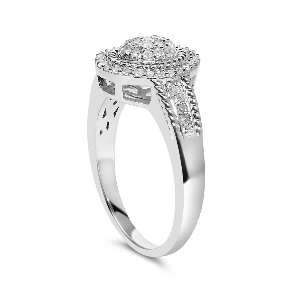 .925 Sterling Silver 1/3 Cttw Pave Set Round-Cut Diamond Braided Halo Cocktail Ring (I-J Color, I2-I3 Clarity) - Size 7 Bids.com