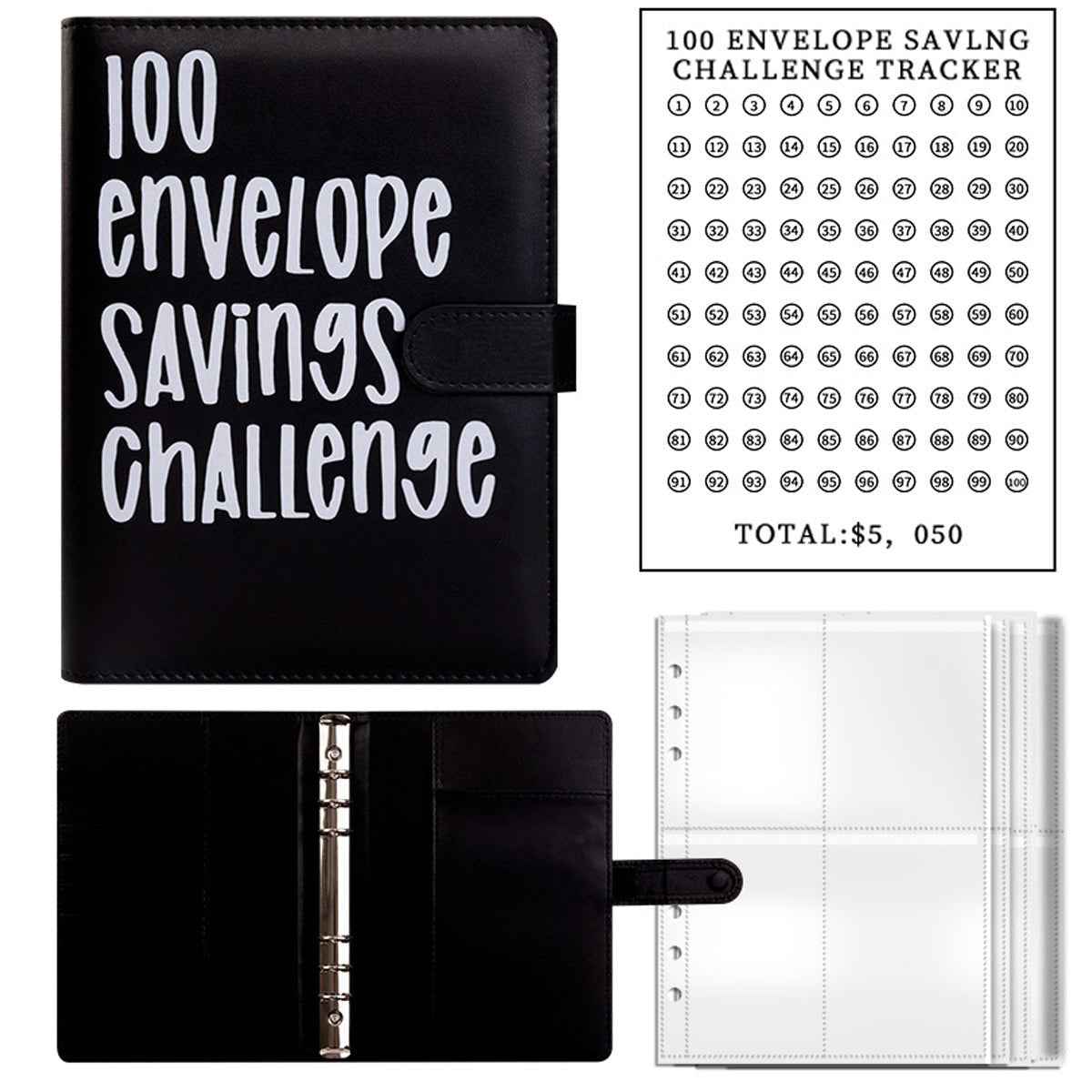 100 Envelope Budget Binder – A5 PU Leather Savings Tracker Book Dashing Nova