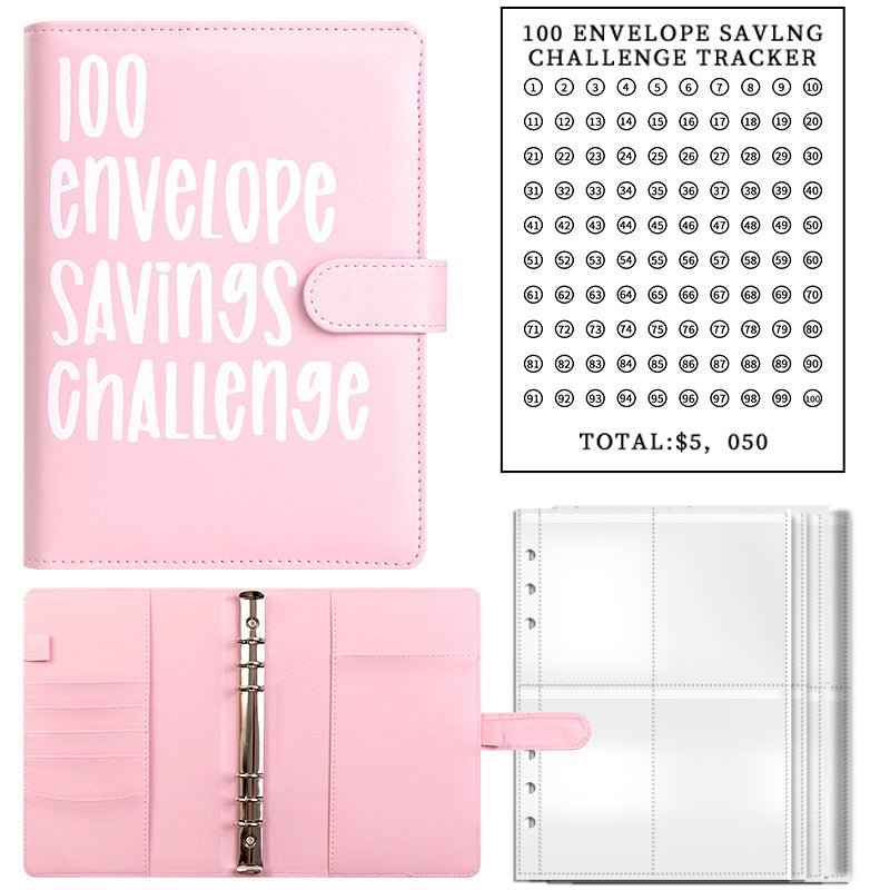 100 Envelope Budget Binder – A5 PU Leather Savings Tracker Book Dashing Nova