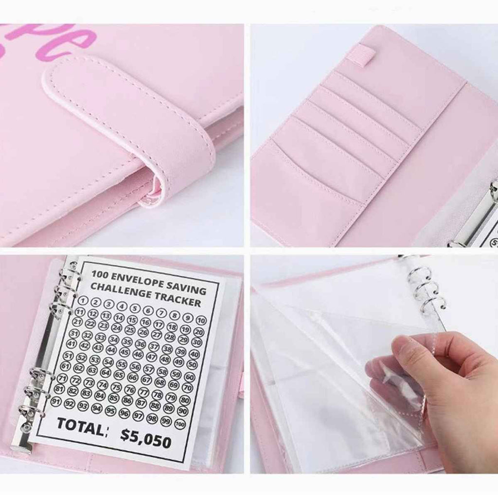 100 Envelope Budget Binder – A5 PU Leather Savings Tracker Book Dashing Nova