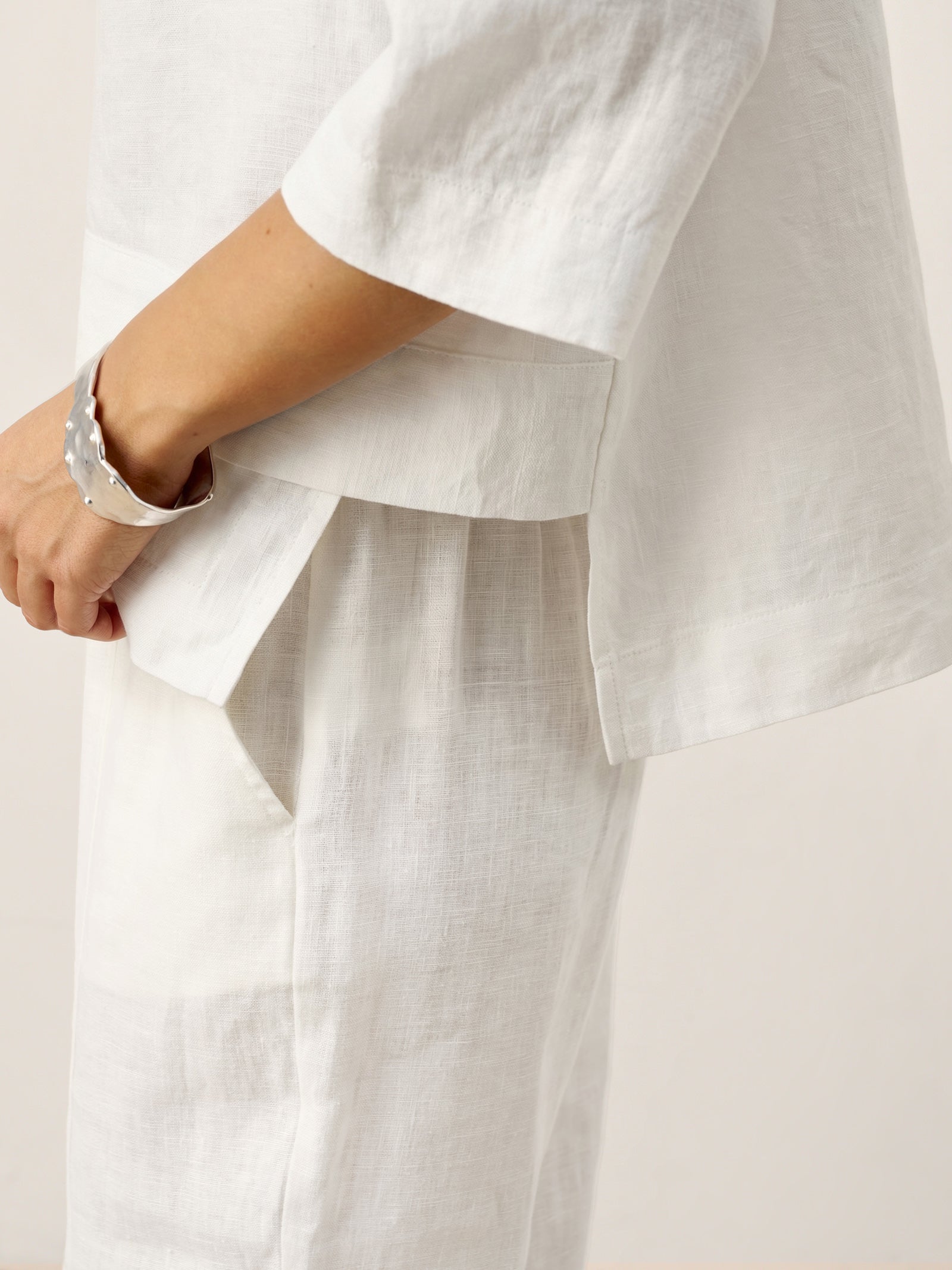 100% Linen Drop Shoulder Asymmetric Layered Hem Overtop VIOLA LINTICO