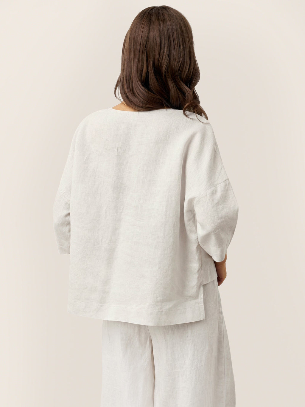 100% Linen Drop Shoulder Asymmetric Layered Hem Overtop VIOLA LINTICO