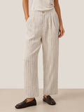 100% Linen Sketch Stripe Straight-Leg Pants ELOISE LINTICO