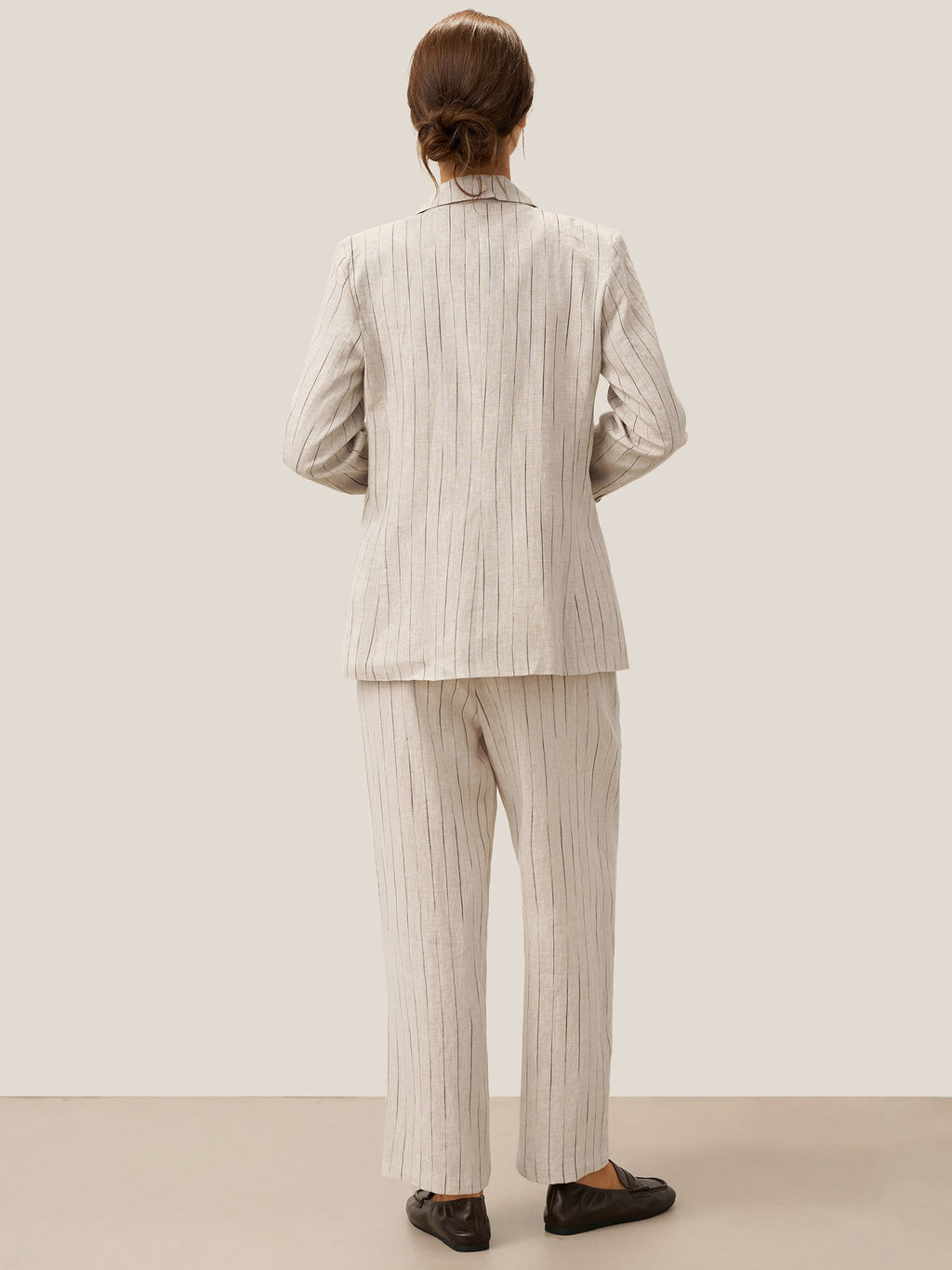 100% Linen Sketch Stripe Straight-Leg Pants ELOISE LINTICO