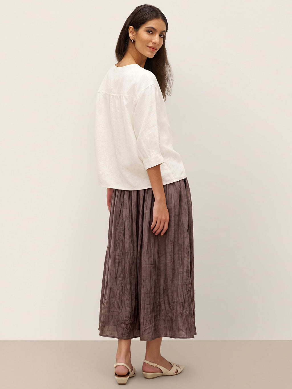 100% Linen Button-Front Drop Shoulder Shirt EASTER LINTICO