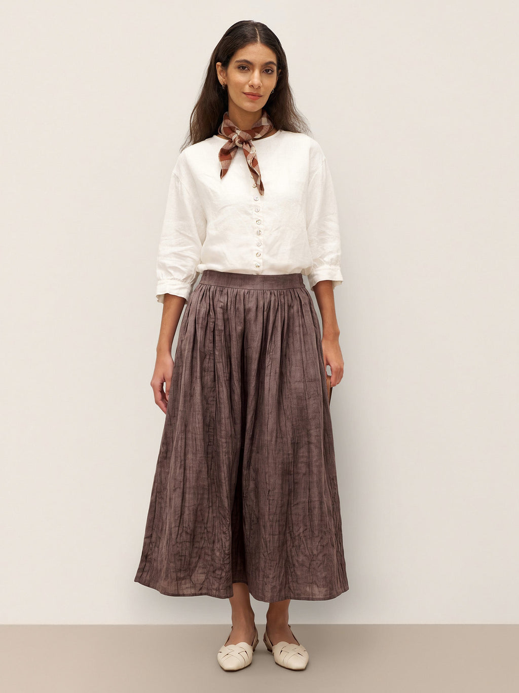 100% Linen Button-Front Drop Shoulder Shirt EASTER LINTICO