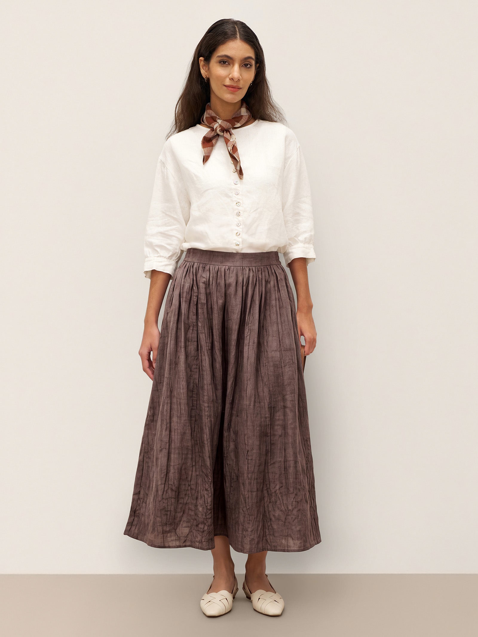 100% Linen Button-Front Drop Shoulder Shirt EASTER LINTICO