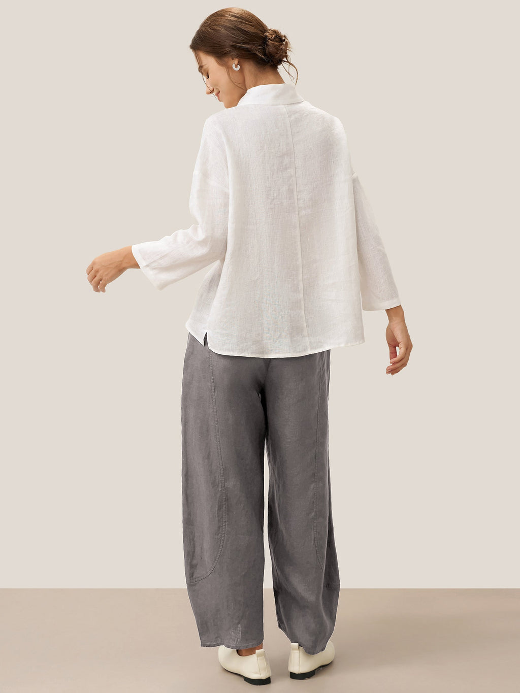100% Linen Classic Side Neck Top CORA LINTICO