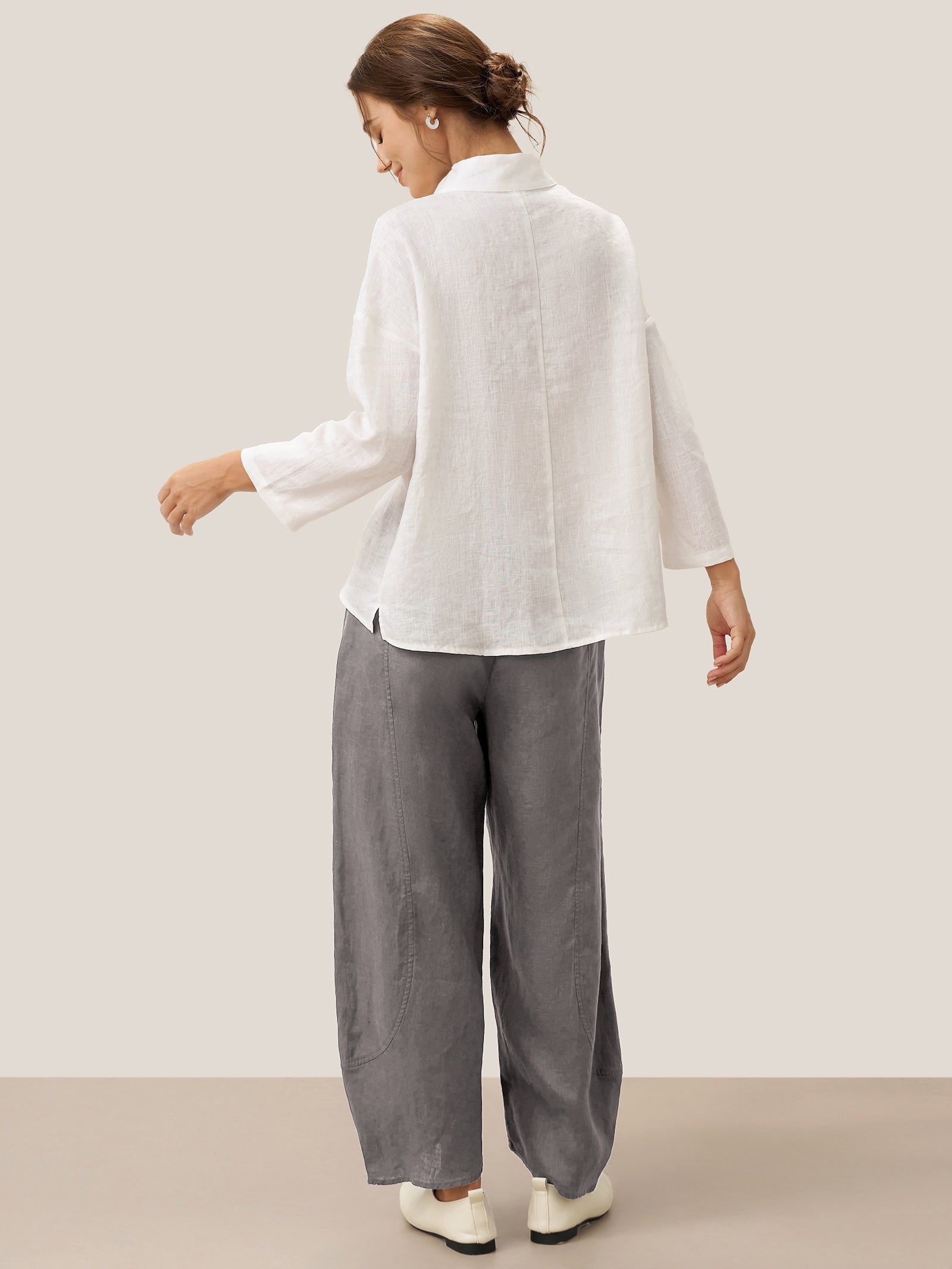 100% Linen Classic Side Neck Top CORA LINTICO