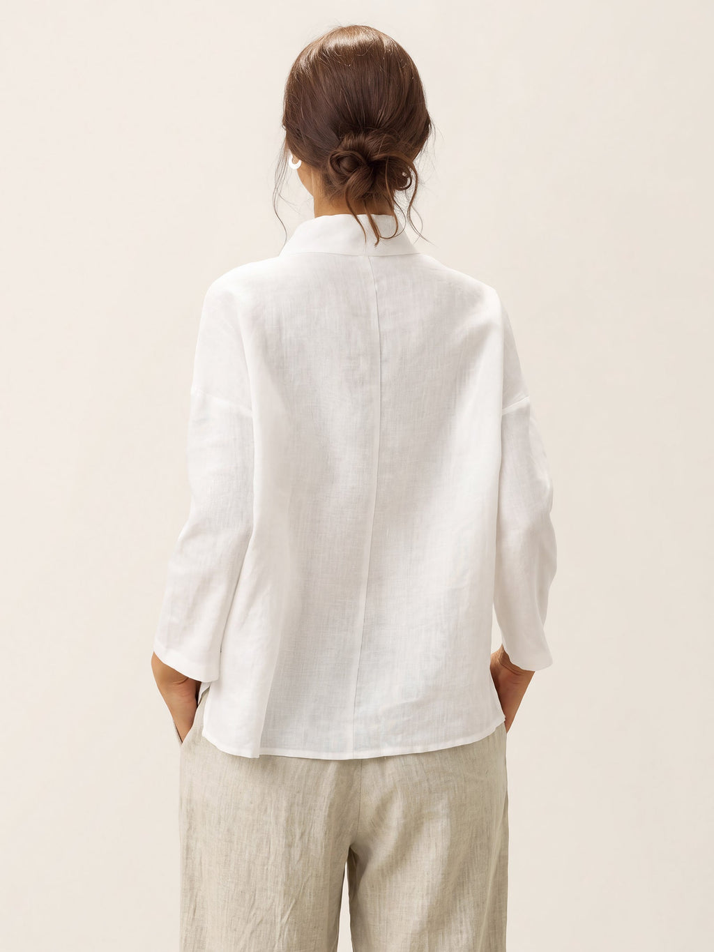 100% Linen Classic Side Neck Top CORA LINTICO