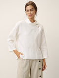 100% Linen Classic Side Neck Top CORA LINTICO