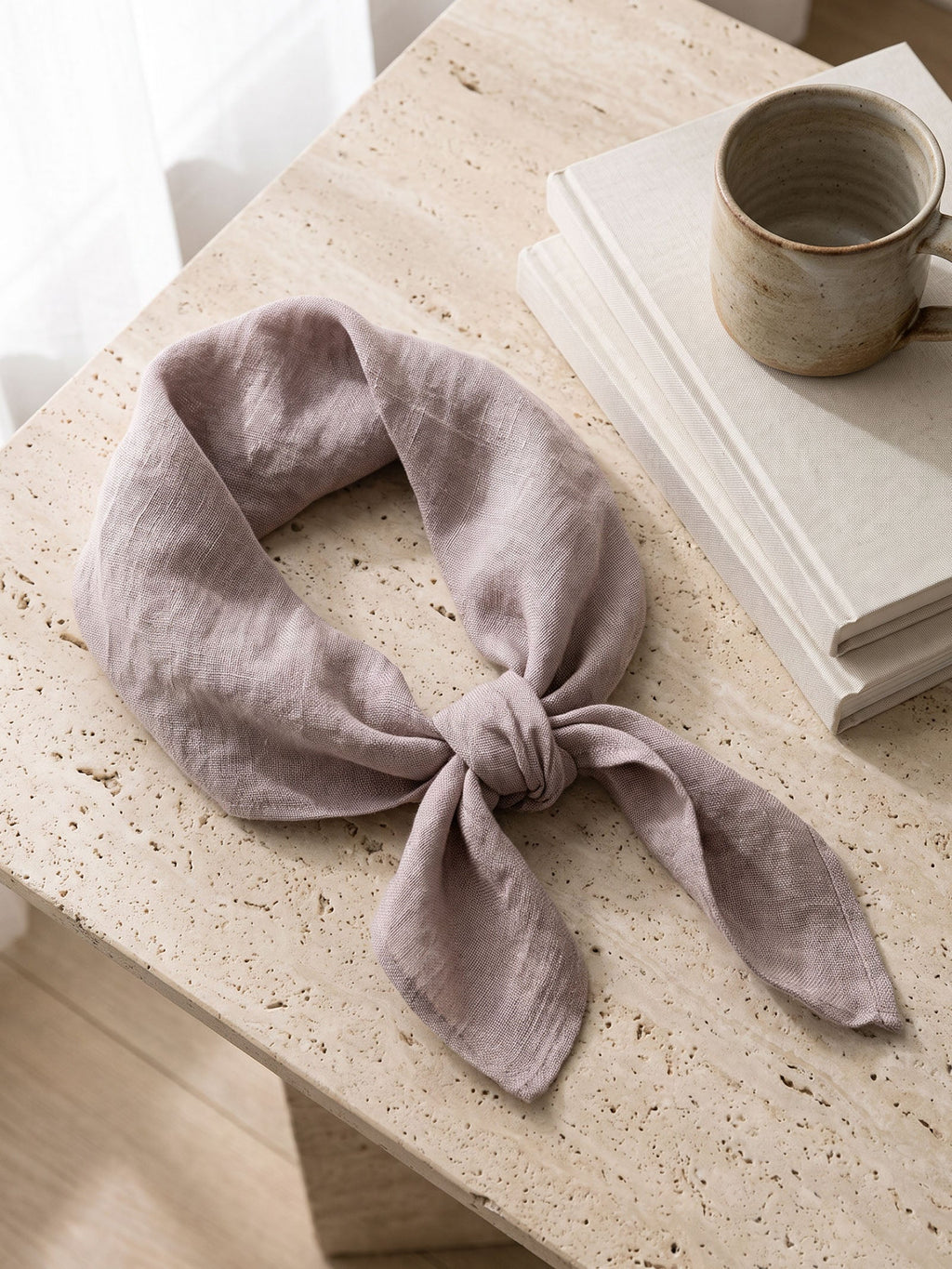100% Linen Hand-Stitched Square Scarf LINTICO