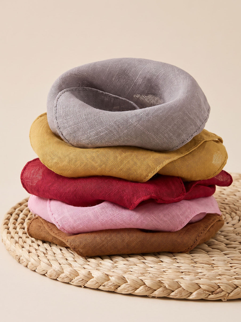 100% Linen Hand-Stitched Square Scarf LINTICO