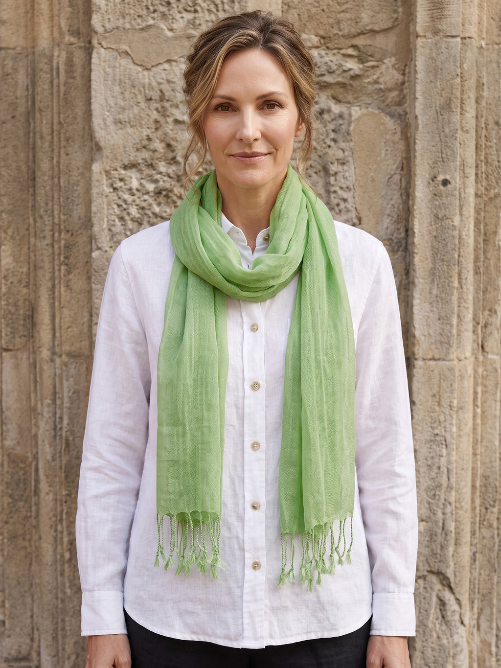 100% Linen Lightweight Solid Color Scarf BIANCA LINTICO