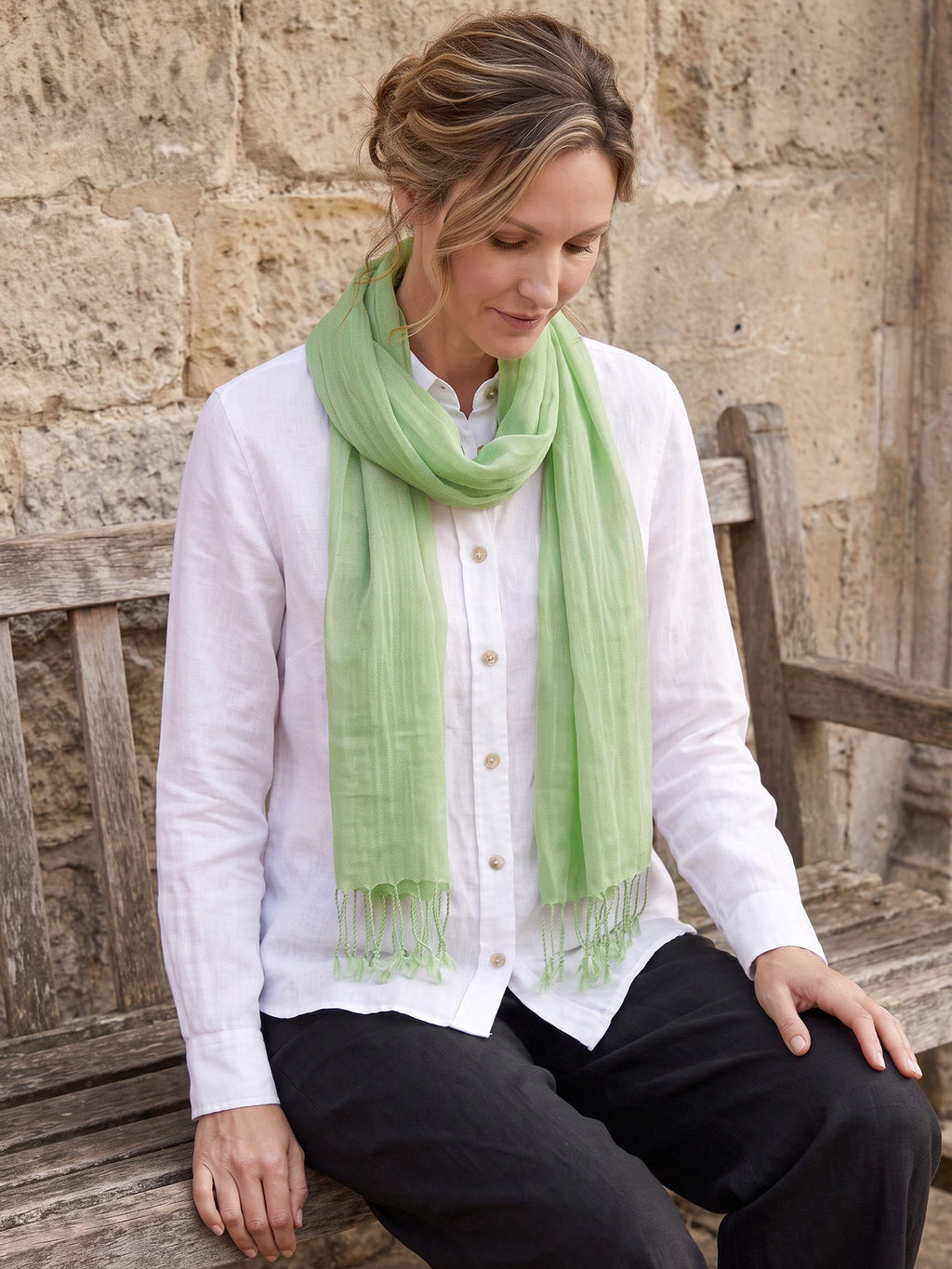100% Linen Lightweight Solid Color Scarf BIANCA LINTICO