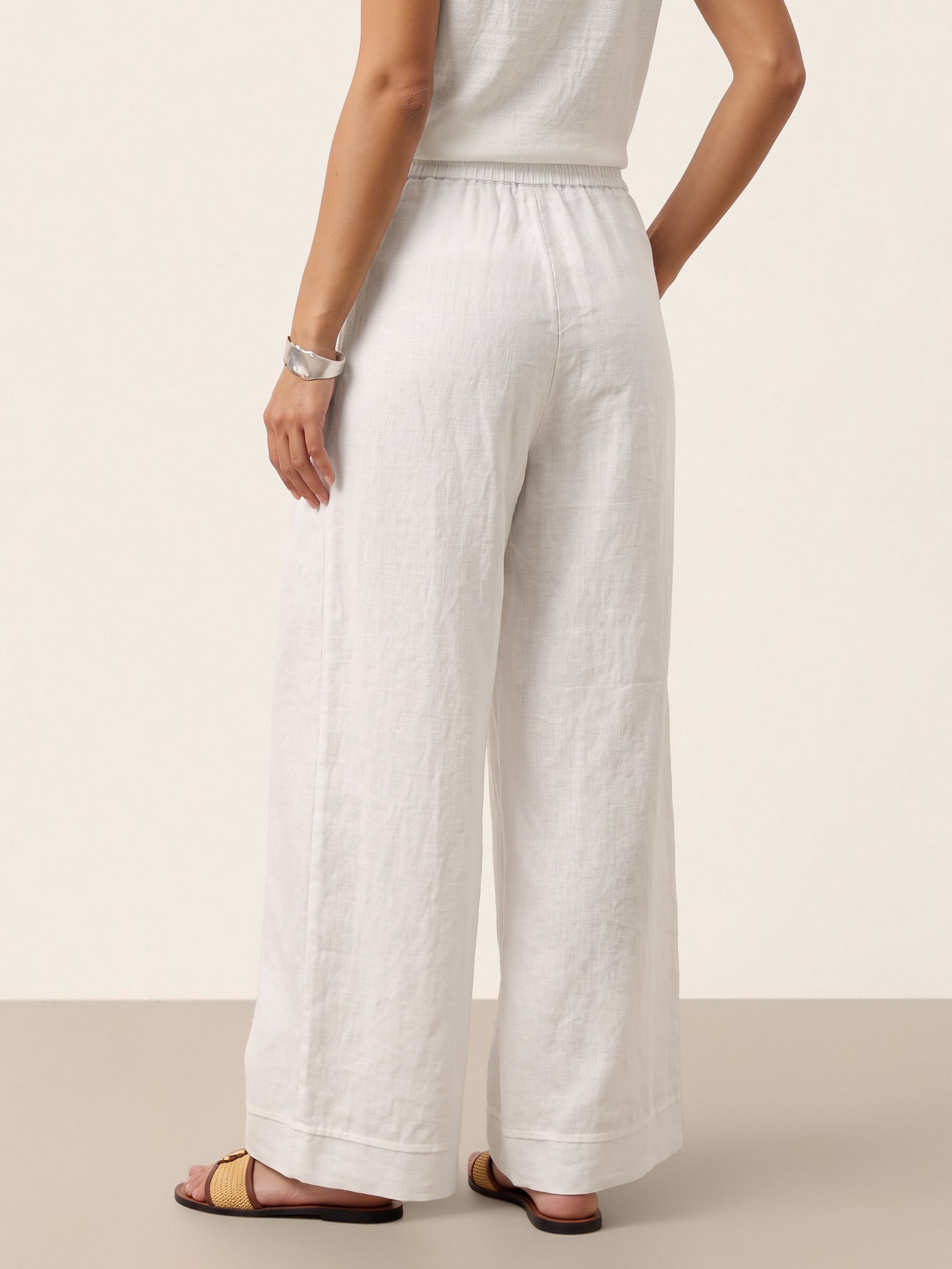 100% Linen Sculpted Pleat Elasticated Back Relaxed Pants VERIDIANA LINTICO