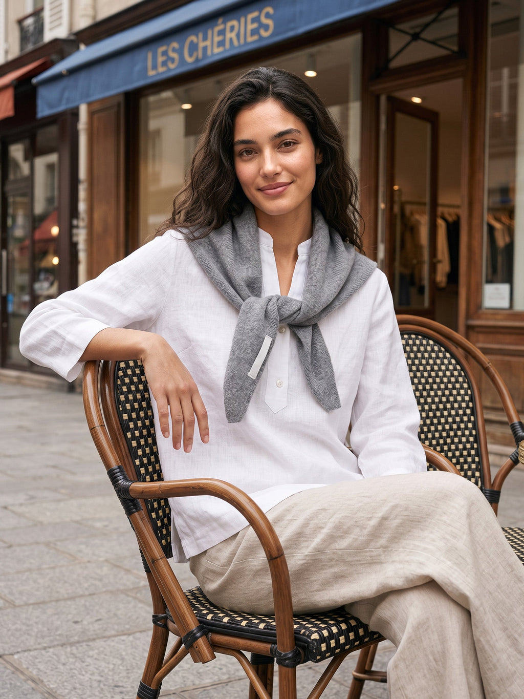 100% Merino Wool Knitted Triangle Scarf LINTICO