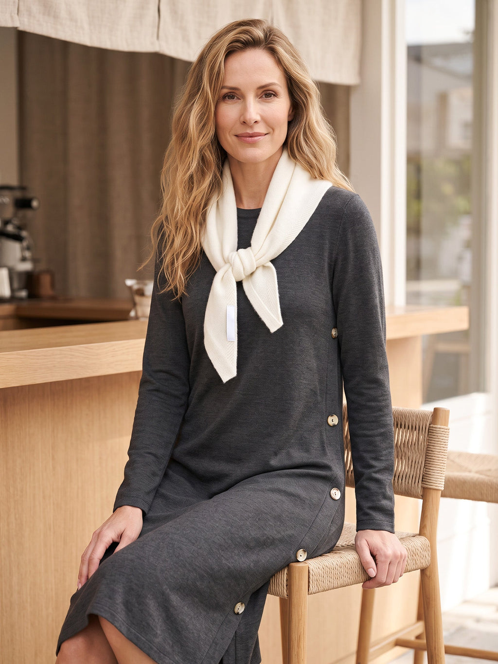 100% Merino Wool Knitted Triangle Scarf LINTICO