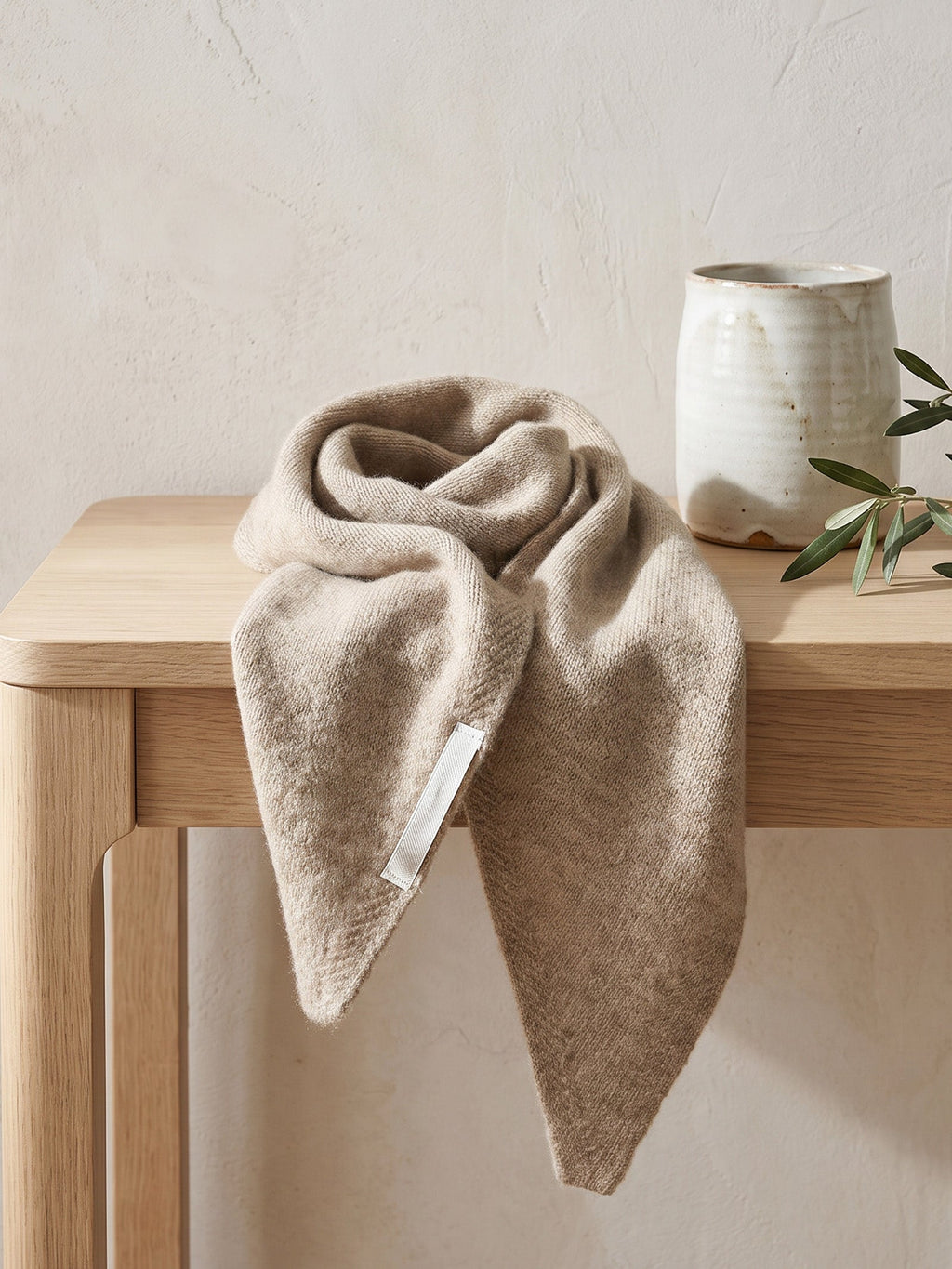100% Merino Wool Knitted Triangle Scarf LINTICO