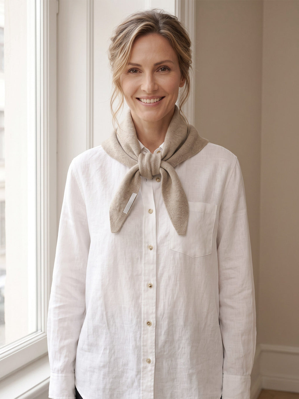 100% Merino Wool Knitted Triangle Scarf LINTICO