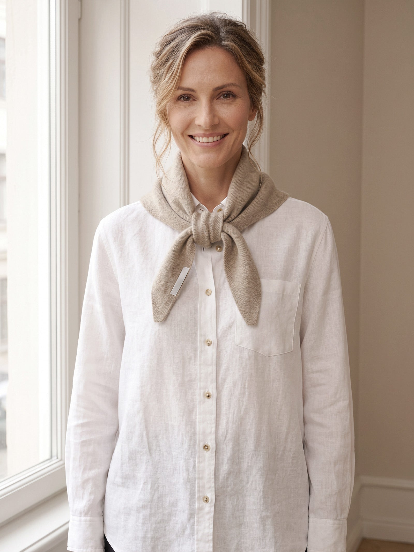 100% Merino Wool Knitted Triangle Scarf LINTICO