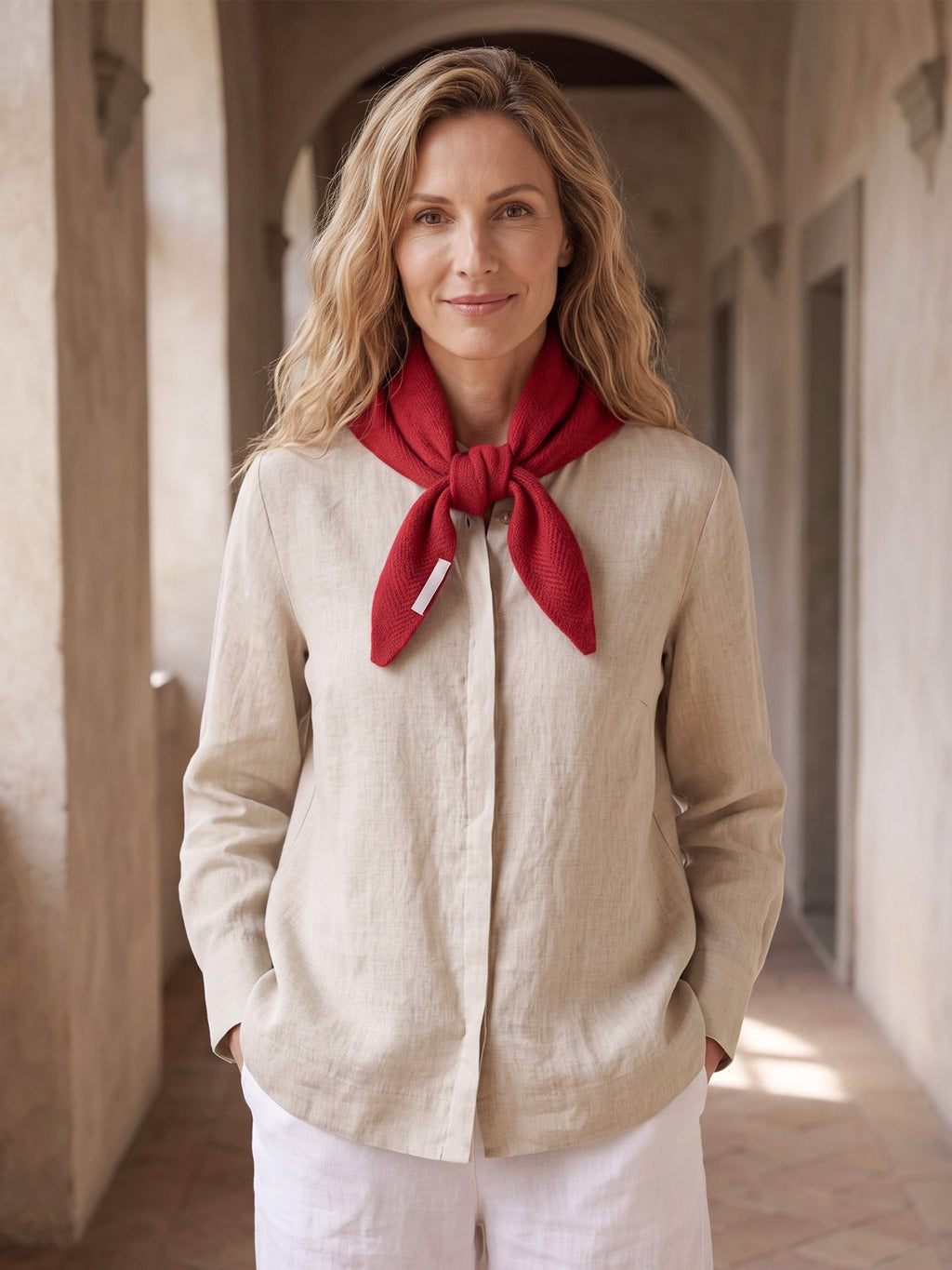 100% Merino Wool Knitted Triangle Scarf LINTICO