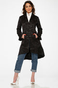 10191 Black Brocade HiLo Coat