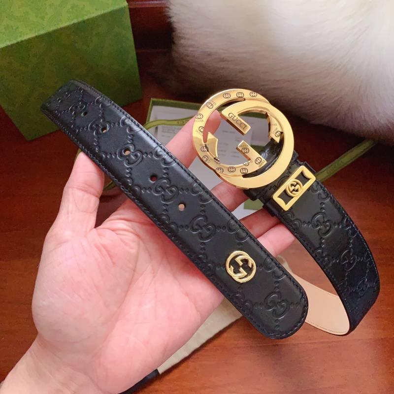 GUCCI Embellished coated-canvas and leather belt 'Black' Banlieue91