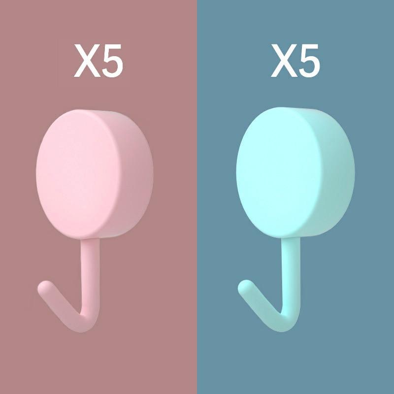 10PCS Self Adhesive Wall Hook Strong Without Drilling Coat Bag Bathroom Door Kitchen Towel Hanger Hooks Home Storage Accessories Decorative Hooks Entrance Organizers with Self-Adhesive Hooks for Hanging Keys Towels Stevvex