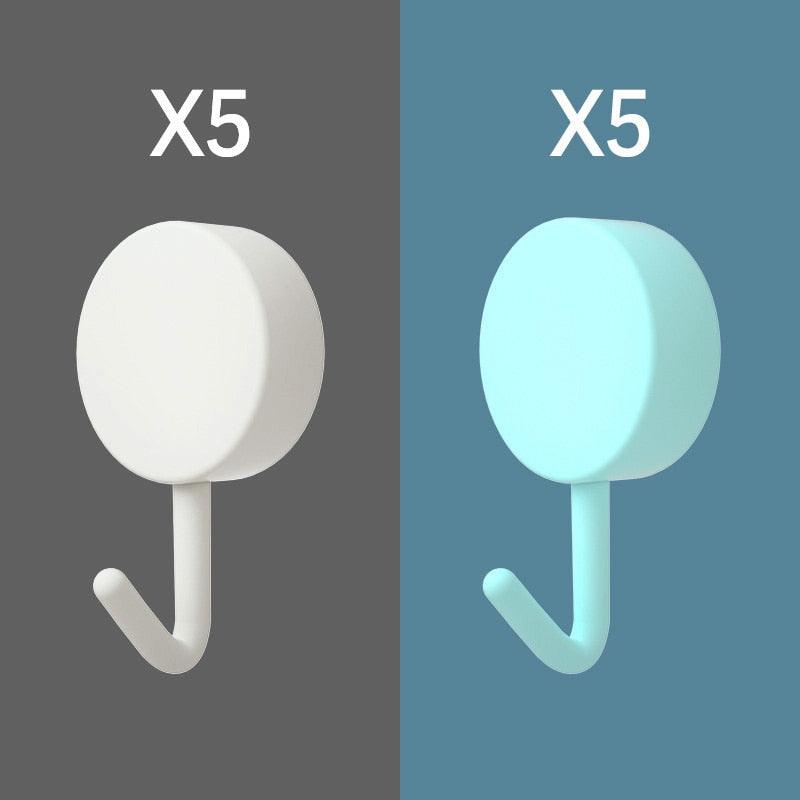 10PCS Self Adhesive Wall Hook Strong Without Drilling Coat Bag Bathroom Door Kitchen Towel Hanger Hooks Home Storage Accessories Decorative Hooks Entrance Organizers with Self-Adhesive Hooks for Hanging Keys Towels Stevvex