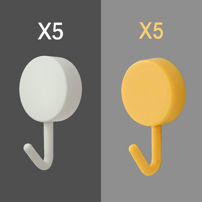 10PCS Self Adhesive Wall Hook Strong Without Drilling Coat Bag Bathroom Door Kitchen Towel Hanger Hooks Home Storage Accessories Decorative Hooks Entrance Organizers with Self-Adhesive Hooks for Hanging Keys Towels Stevvex