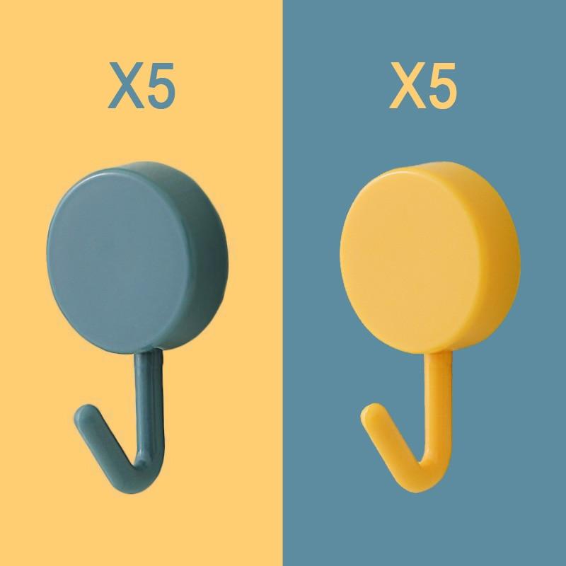 10PCS Self Adhesive Wall Hook Strong Without Drilling Coat Bag Bathroom Door Kitchen Towel Hanger Hooks Home Storage Accessories Decorative Hooks Entrance Organizers with Self-Adhesive Hooks for Hanging Keys Towels Stevvex