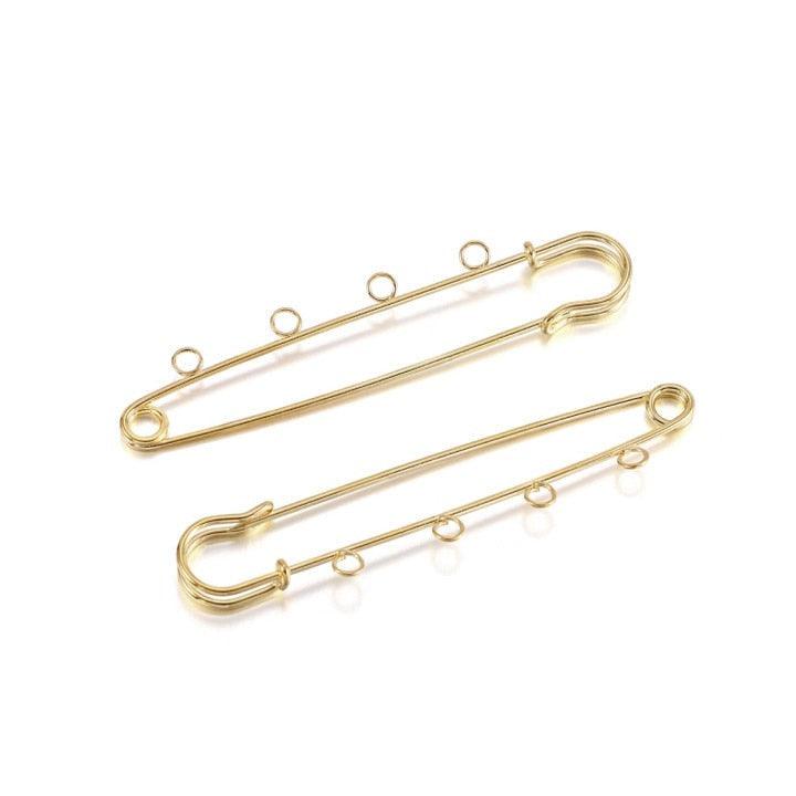 10pcs/lot Safety Pins Brooch Blank Base Brooch Pins 50/80/90mm Pins 3/5 Rings Jewelry Pin for Jewelry Making Women's Brooch Pins Pullover Scarf Clips Stainless Steel Heavy Duty Safety Pin Stevvex