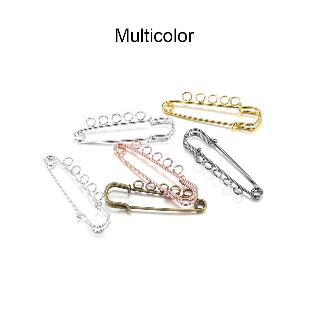 10pcs/lot Safety Pins Brooch Blank Base Brooch Pins 50/80/90mm Pins 3/5 Rings Jewelry Pin for Jewelry Making Women's Brooch Pins Pullover Scarf Clips Stainless Steel Heavy Duty Safety Pin Stevvex
