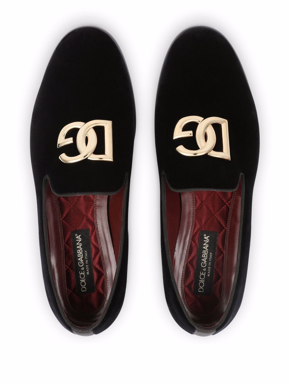 Dolce & Gabbana Logo Velvet Loafers