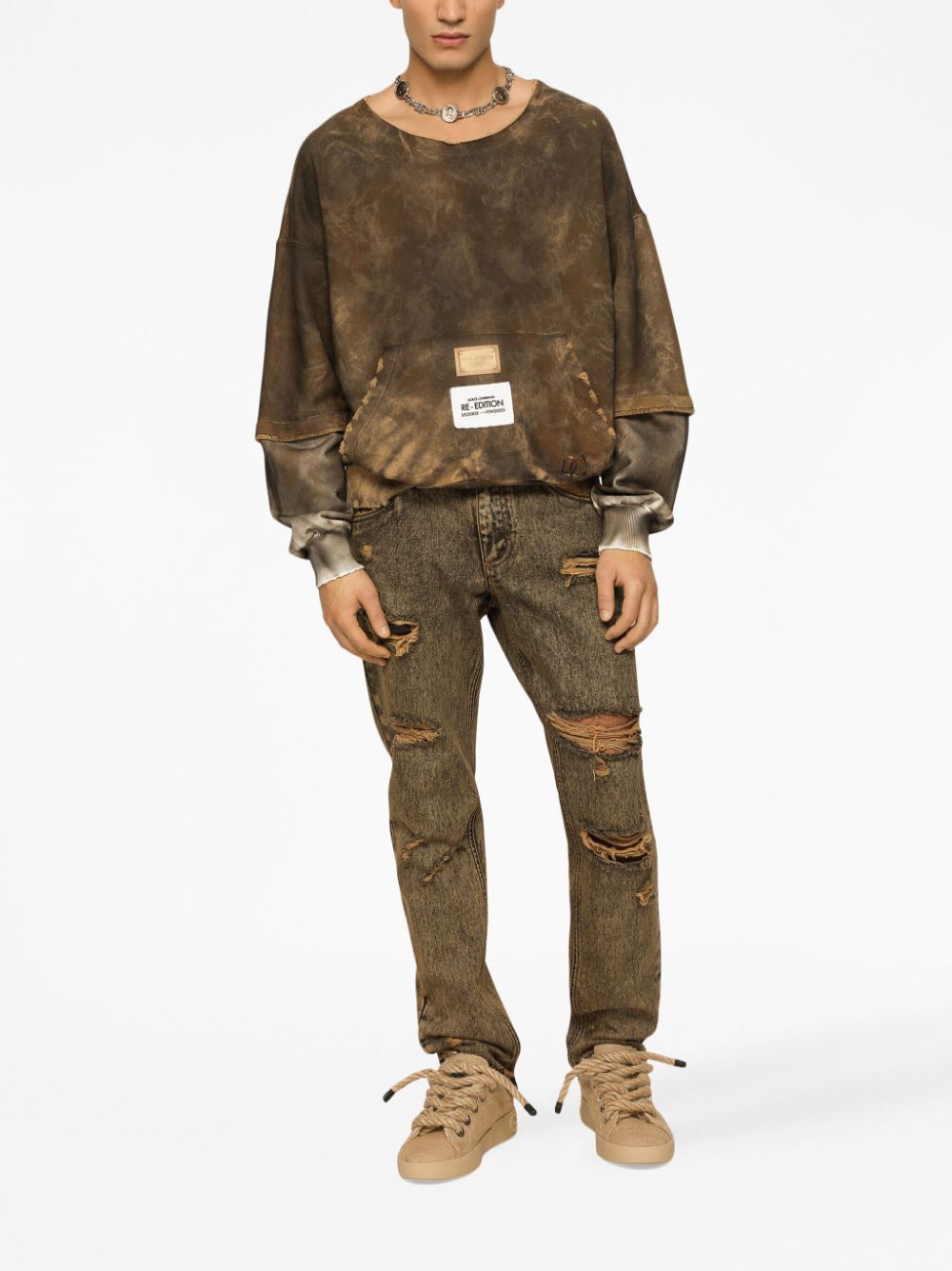 Dolce & Gabbana Ripped Denim Cotton Jeans