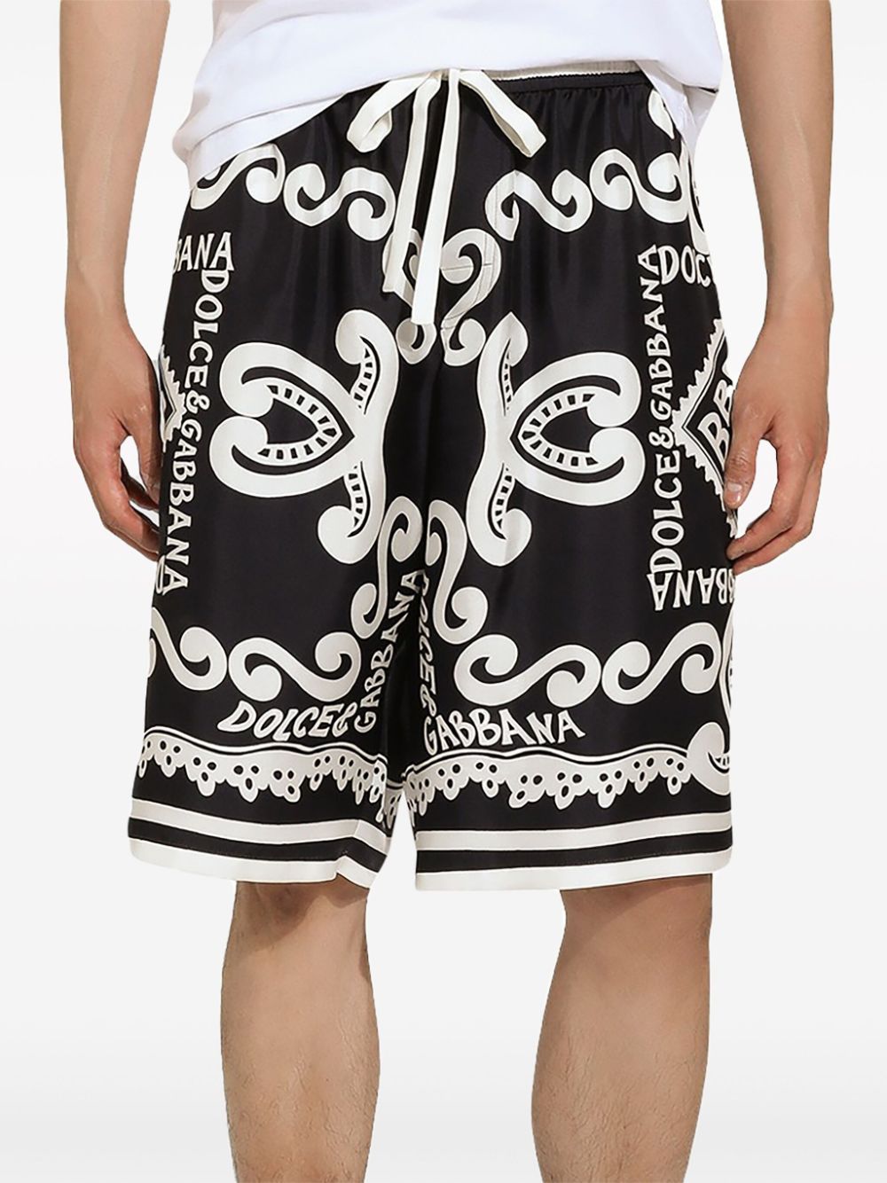 Dolce & Gabbana Marina Print Silk Shorts